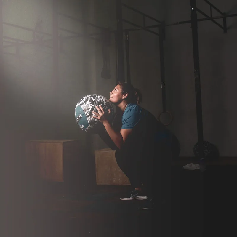 A functional strength session with a medicine ball