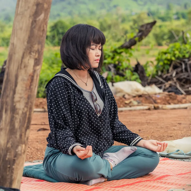 A calm yoga moment on a mat at Prana studio